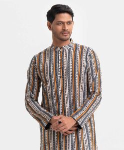 Multi-color Cotton Fitted Panjabi