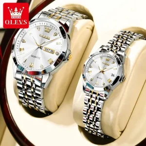 Olevs 9931 Luxury Stainless Steel Couple Watch for Men & Women – Imported Quartz Movement
